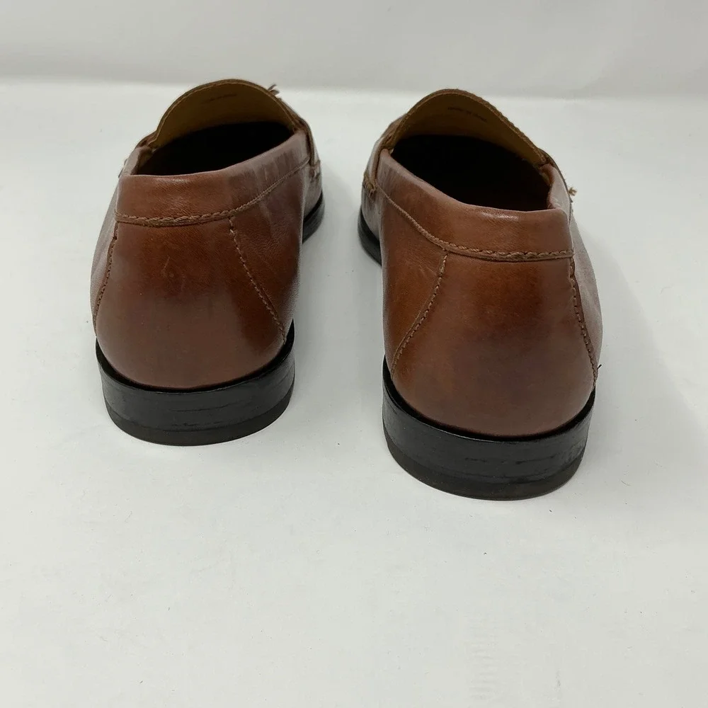 Cole Haan Chestnut Brown Leather Tassel Slip-Ons